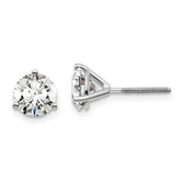 18k White Gold 5 carat Lab Grown Diamond VS+ F+ Round Complete Three Prong Screwback Stud Earrings